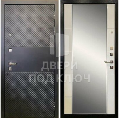 Однопольная входная дверь с резьбой в дом из бруса с шумоизоляцией ДПК-12320